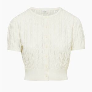 Aritzia Wilfred Fey Shortsleeve Cardigan Cream XS
